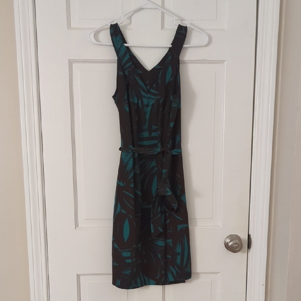 Banana Republic Teal and Black Midi Dress